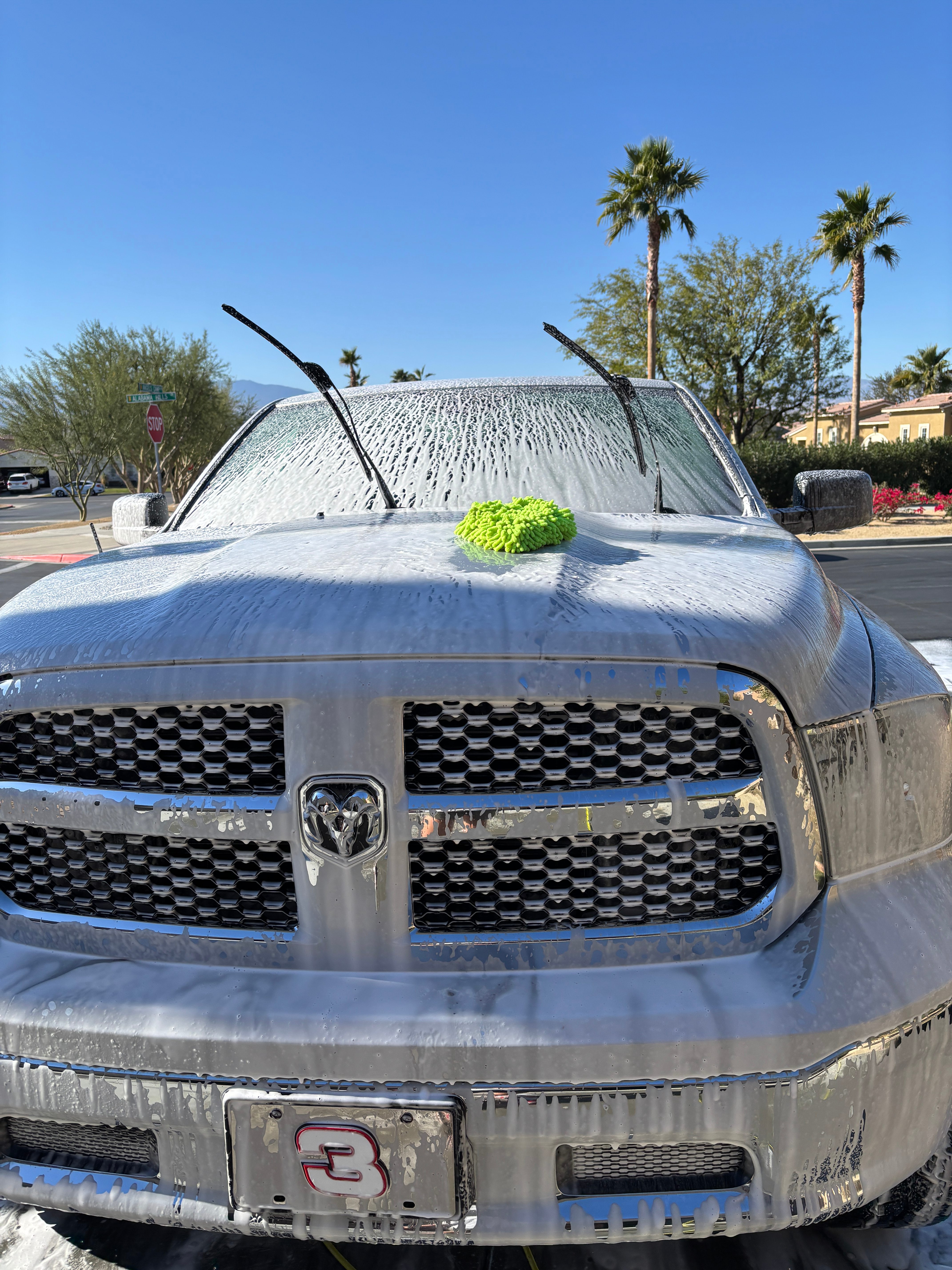 RAM truck covered in soap during wash